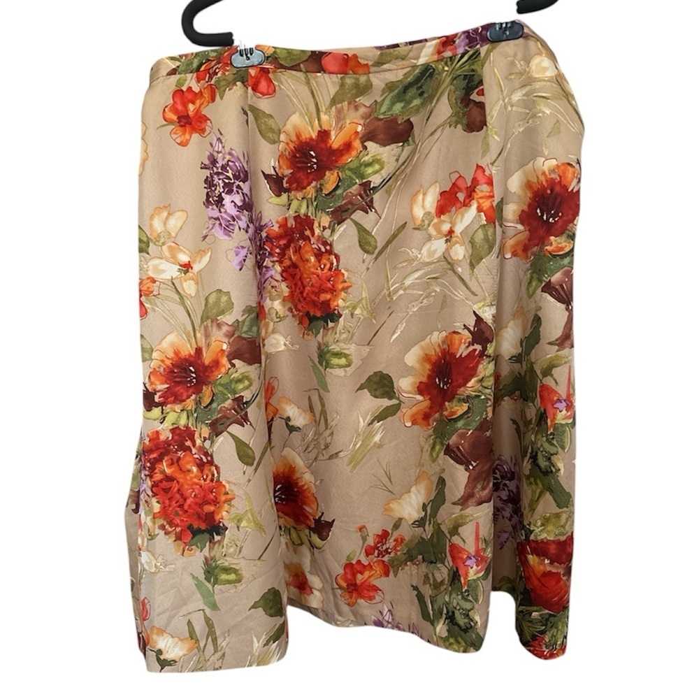 Talbots Silk Wool Floral Midi Skirt Plus Size 24W Petite Luxury Coastal - Picture 5 of 12